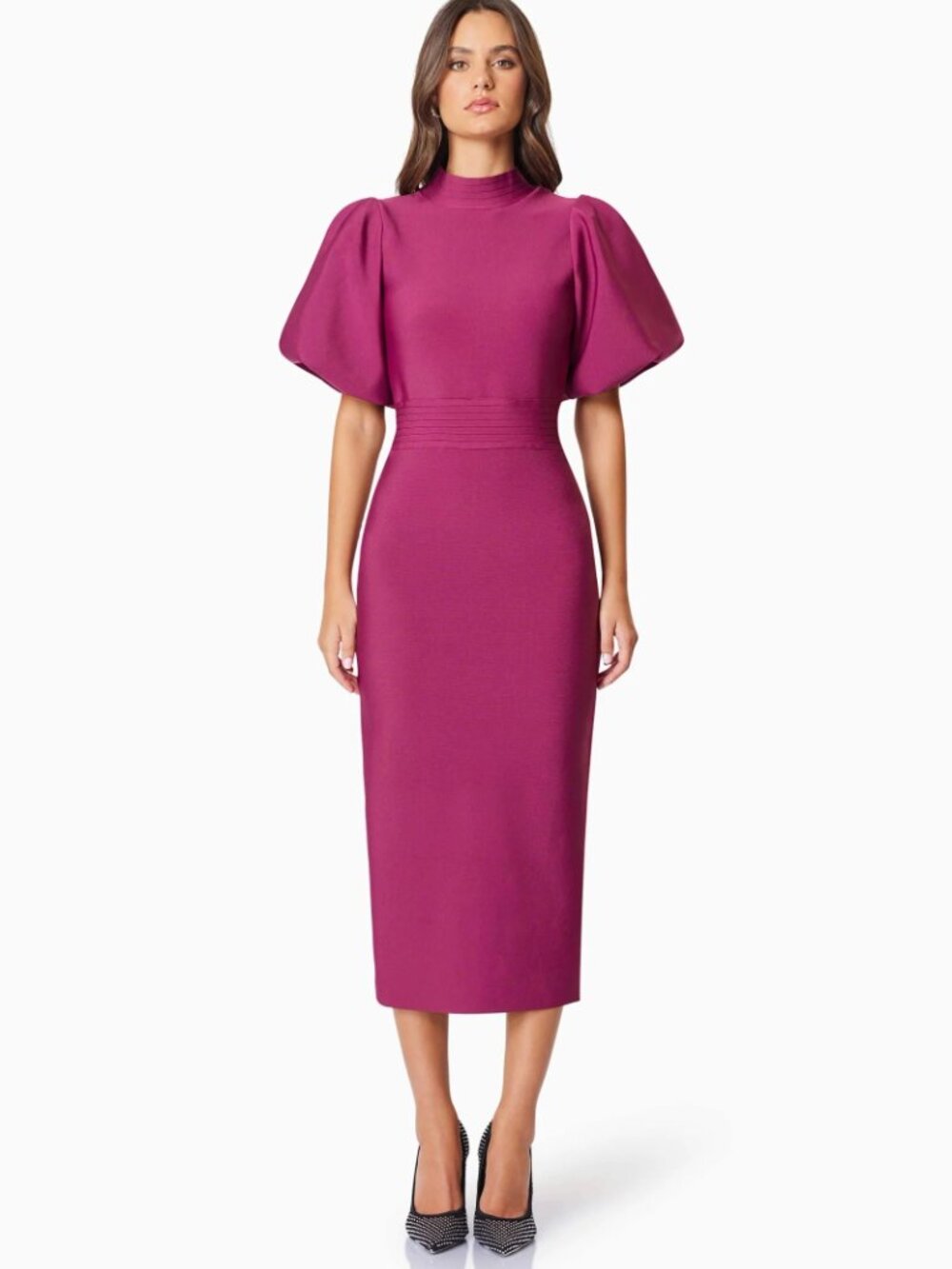 ELLIATT Ella Midi Dress Wine Size S Cocktail Work Evening Party Dress Burgundy
